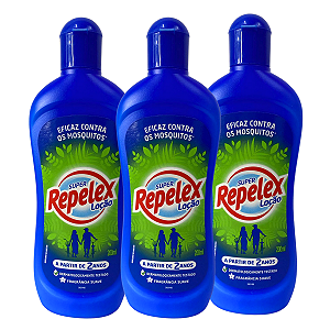 Kit Loção Repelente de Insetos Super Repelex Com 3 200ml