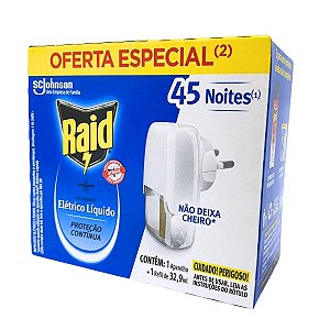Repelente Elétrico Líquido Raid Aparelho + Refil Sem Cheiro 32,9ml