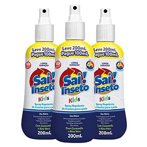 Kit Spray Repelente Nutriex Kids Sai! Inseto 200ml Com 3