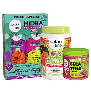 Kit Salon Line Kids: Hidra Cachinhos + Creme para Pentear e Gelatina Melancia