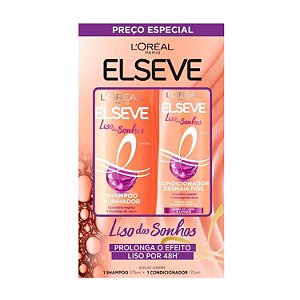 Kit Shampoo 375ml E Condicionador 170ml Elseve Liso Dos Sonhos