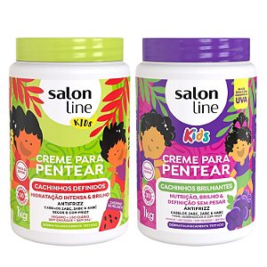 Kit Salon Line Kids: 2 Cremes para Pentear Melancia e Uva 1kg