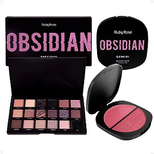 Paleta de Sombras + Blush Duo Og04 Ruby Rose Obsidian