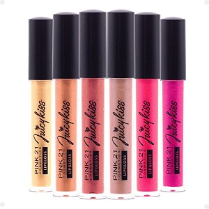 Kit Lipgloss Com Glitter Pink 21 Juicy Kiss Com 6 4ml