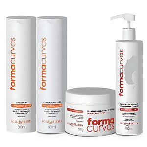 Kit Acquaflora Forma Curvas: Shampoo, Condicionador, Tratamento e Creme Modelador Crespos