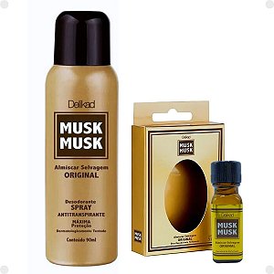 Kit Delikad Musk Musk: Óleo Perfumado 5ml e Desodorante Spray 90ml