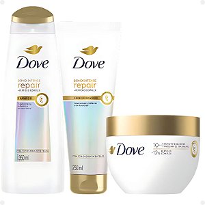 Kit Dove Bond Intense Repair: Shampoo 350ml, Condicionador 250ml e Máscara