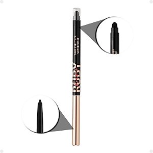 Lápis Retrátil Para Olhos Ruby Kisses Prova D'água Blackest Black Re01b