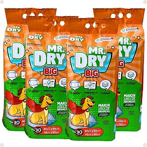 Kit Mr. Dry Big: 4 Tapetes Higiênicos 80x60cm Com 30 Unidades
