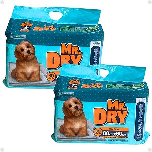 Kit Mr. Dry: 2 Tapetes Higiênicos 80x60cm Com 30 Unidades