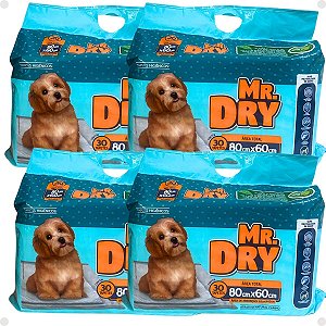Kit Mr. Dry: 4 Tapetes Higiênicos 80x60cm Com 30 Unidades