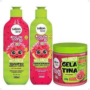 Kit Salon Line Kids: Shampoo e Condicionador + Gelatina Ativadora Melancia