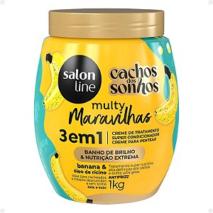 Creme Multifuncional Salon Line Multy Maravilhas Cachos dos Sonhos Banana e Óleo de Rícino 1Kg
