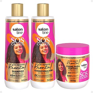 Salon Line Sos Cachos De Repente Pronta!: Shampoo, Condicionador e Creme para Pentear