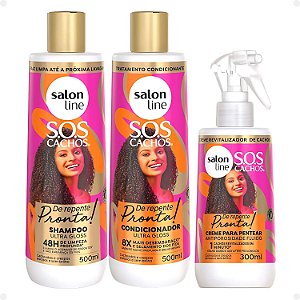 Kit Salon Line Sos Cachos De Repente Pronta!: Shampoo, Condicionador e Creme Fluido