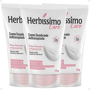 Kit Herbíssimo Care Rosa Mosqueta e Niacinamida: 3 Cremes Desodorante 55g