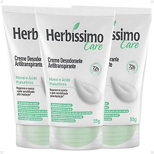 Kit Herbíssimo Care Monoi e Ácido Hialurônico: 3 Cremes Desodorante 55g
