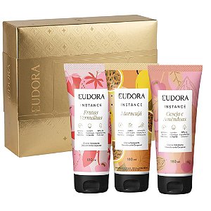 Kit Eudora Instance Creme Desodorante Corporal: Frutas Vermelhas, Marácuja e Cereja e Amêndoas 180ml