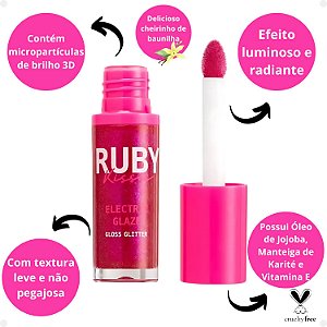 Gloss Glitter Ruby Kisses Electric Glaze 04 Fuchsia Lgg04b