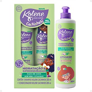 Kit Kolene Cachinhos: Shampoo 300ml, Condicionador 200ml e Ativador de Cachos