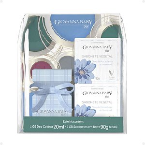 Kit Giovanna Baby Blue: 1 Deo Colônia e 2 Sabonetes Vegetais