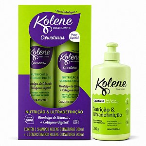 Kit Kolene Curvaturas Nutrição e Ultradefinição: Shampoo 300ml e Condicionador 200ml + Gel Creme para Pentear 300g