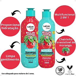 Kit Salon Line Kids #todecachos: Shampoo 300ml e Condicionador 200ml Morango