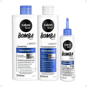 Kit Salon Line SOS Bomba Crescimento Capilar: Shampoo 300ml e Condicionador 200ml + Tônico Fortalecedor 100ml