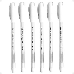 Kit Cis Gelyx: 6 Canetas Gel Pastel Branco 0.8mm