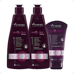 Kit Arvensis BB Hair Revolution: Shampoo 300ml, Máscara Condicionante 300ml e BB Cream Hair 150ml
