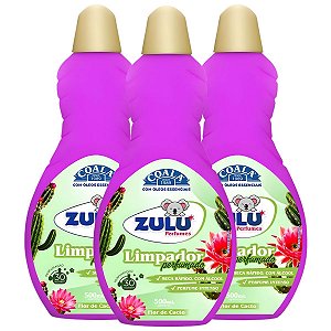 Kit Coala Zulu Perfumes: 3 Limpadores Perfumados Flor De Cacto 500ml