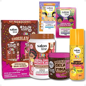 Kit Salon Line Kids Chocolate: Shampoo e Condicionador + Creme e Gelatina Com Mimos