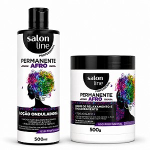 Kit Salon Line Permanente Afro: Loção Onduladora 500ml + Creme De Relaxamento e Encacheamento 500g