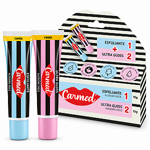 Kit Carmed Sos Labios: 1 Esfoliante e 1 Ultra Gloss Algodão Doce 10g