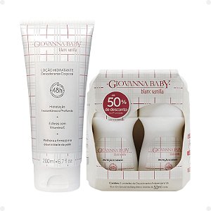 Kit Giovanna Baby Blanc Vanilla: 2 Desodorantes Roll-on e 1 Loção Hidratante