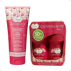 Kit Giovanna Baby Cherry: 2 Desodorantes Roll-on e 1 Loção Hidratante