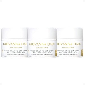 Kit Giovanna Baby Sem Perfume: 3 Desodorantes em Creme Antiperspirante 55g