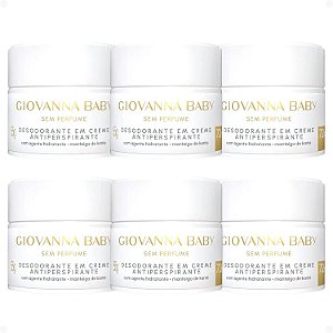 Kit Giovanna Baby Sem Perfume: 6 Desodorantes em Creme Antiperspirante 55g