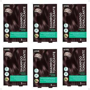 Kit Kiss New York Color Change: 6 Shampoo Tonalizante Castanho Escuro