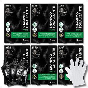 Kit Kiss New York Color Change: 6 Shampoos Tonalizantes Preto