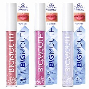 Kit Phállebeauty Big Mouth Gloss De Aumento: 1 Rose, 1 Pink Glow e 1 Rainbow