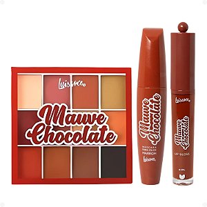 Kit Luisance Mauve Chocolate:1 Paleta  de Sombras , 1 Máscara para Cílios Marrom e 1 Lip Gloss Cor 03