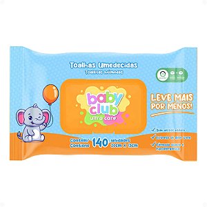 Toalhas Umedecidas Baby Club Ultra Care 20x13cm Com 140Un