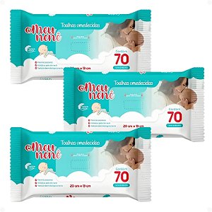 Kit Meu Nenê: 3 Pacotes Toalhas Umedecidas 20x13cm Com 70Un