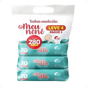 Kit Meu Nenê Toalhas Umedecidas Com 70un Leve 4 Pague 3