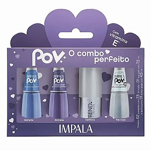 Kit Impala Pov 2.3 Maria Nicolly: 2 Esmaltes, 1 Top Coat e 1 Gloss Labial