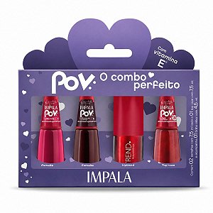 Kit Impala Pov Antonela: 2 Esmaltes, 1 Top Coat e 1 Gloss Labial