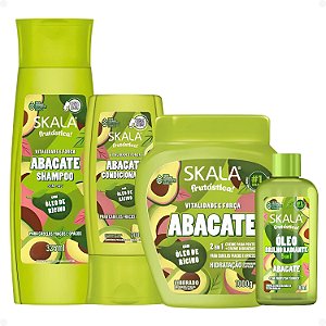 Kit Skala Frutástica Abacate: Shampoo, Condicionador, Creme Tratamento 1000g e Óleo Capilar 90ml