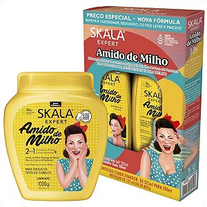 Kit Skala Expert Amido de Milho: Shampoo e Condicionador 200ml + Creme de Tratamento 1000g
