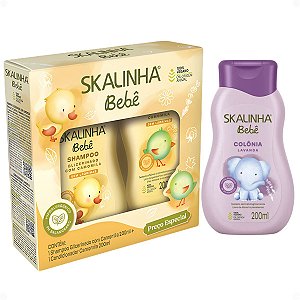Kit Skalinha Bebê Glicerinado Com Camomila: Shampoo e Condicionador 200ml + Colônia Lavanda 200ml
